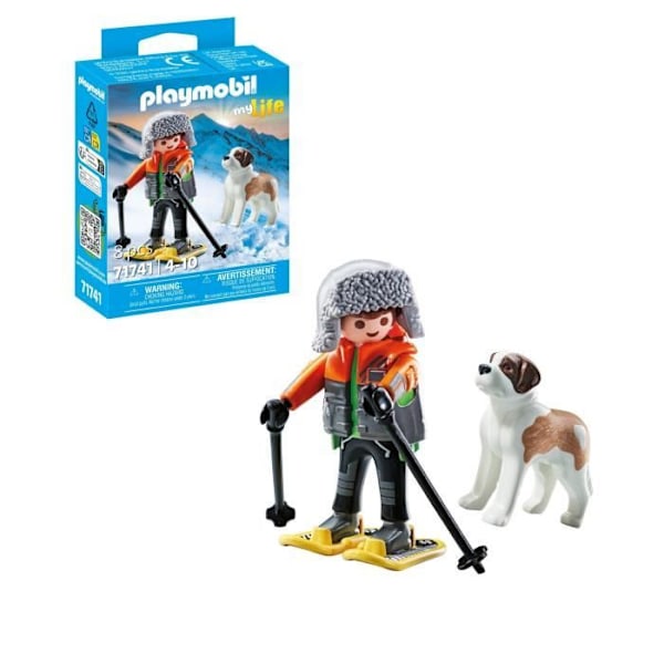 PLAYMOBIL 71741 Poika lumikengillä ja Saint Bernard -koira, My Life, 8 osaa, Sopii yli 4-vuotiaille Flerfärgad