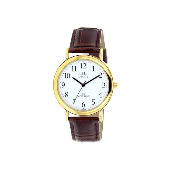 Kello - Shivas - QC150J104Y - Digitaalinen - Ruskea Nahka - Kultainen Kota - 20CM Ranneke Brun, Guld, Vit