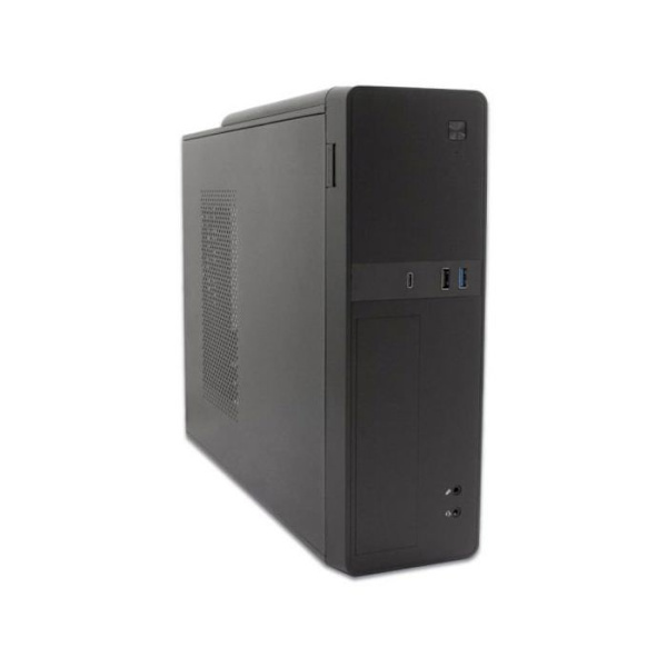 CoolBox T310 - Micro ATX Slim PC taske med BASIC500-GRS kilde. USB-C, USB 3.0 og front SD-kortlæser, understøttelse af