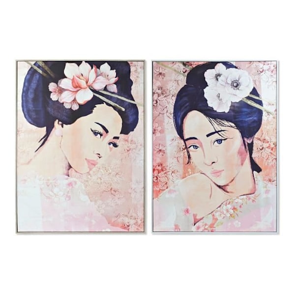 Kehys DKD Home Decor Canvas Geisha (2 kpl) (103,5 x 4,5 x 144 cm)