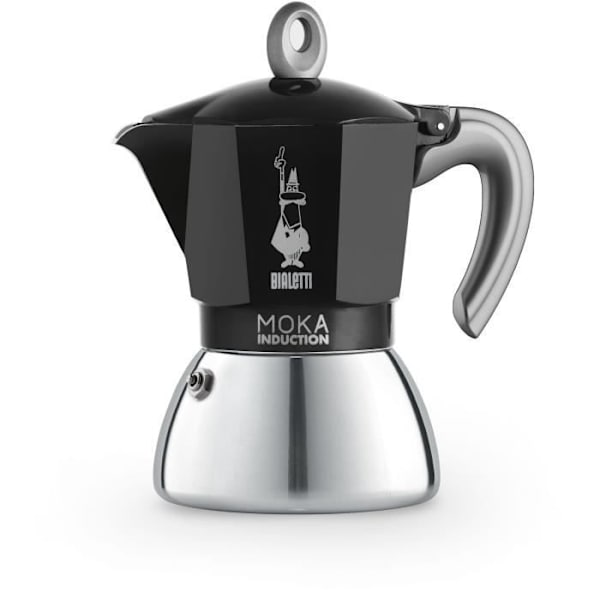 Italialainen kahvinkeitin - BIALETTI - UUSI MOKA INDUCTION - 6 kuppia - 0,28 L - Musta / hopea