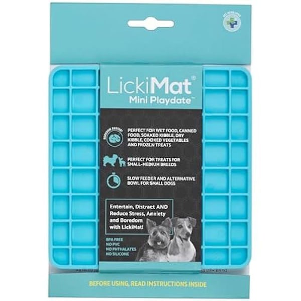 LickiMat Mini Classic Playdate Hundemadsmåtte, langsom fodring mod kedsomhed og angst turkis