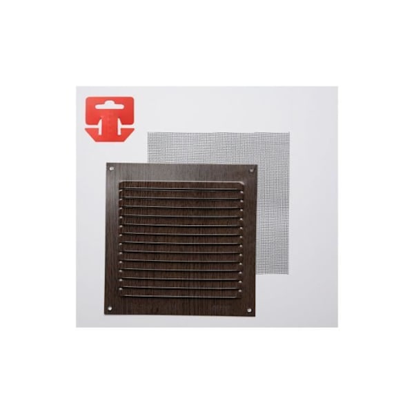 Gitter med myggenet - GENERISK - 0,6 Aluminium - Wenge træimitation - 150x150mm