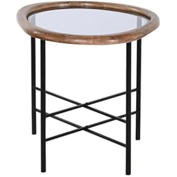 Sofabord - HOME ESPRIT - Naturlig sort brun - glas - grantræ - 61 x 50 x 53 cm Flerfärgad
