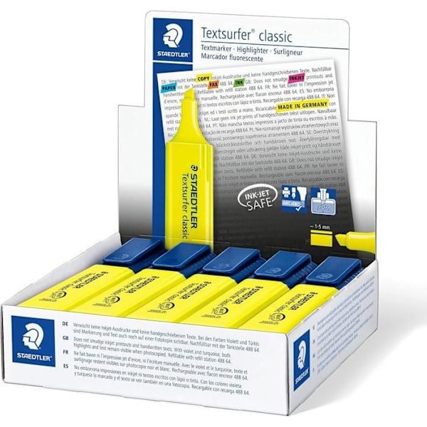 STAEDTLER 364-5 Textsurfer Classic Highlighter Marker - keltainen - laatikko 10 kappaletta Gul