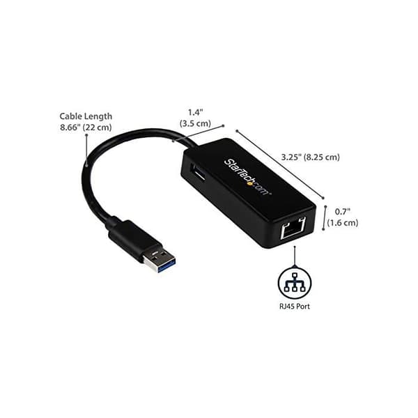 USB 3.0 - GbE - Liitäntäadapteri - Gigabit Ethernet USB RJ45 - Musta - USB31000SPTB