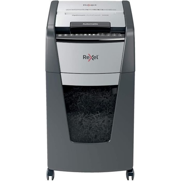 Dokumentmakulator - REXEL - Optimum Auto+ 300X - Krydsskåret - 300 ark - 60L sort