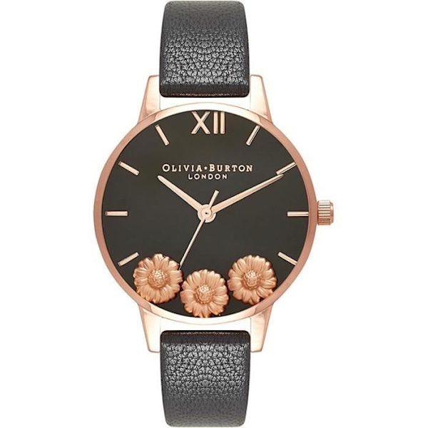 Ur - Olivia Burton - OB16CH05 - Sort ur - Læderrem - Analog kvarts Svart, roséguld