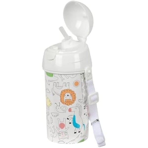 Vattenflaska - SAFTA - FÖRSKOLE DJUR - 500 ml - Automatisk öppning - Utan BPA Beige