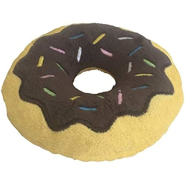 Hundelegetøj - GLORIA - Plysset legetøj formet som en donut - 14 cm - Chokolade - Klar lyd Brun