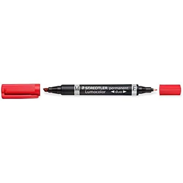 Pysyvät tussit - STAEDTLER - Lumocolor Duo - Punainen - 10 kpl pakkaus - Hieno kärki 1,5 mm Svart röd