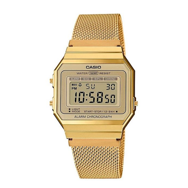 Casio Collection A700WEMG-9EF - Chrono, Alarm, Automatisk Kalender - Gul gyllene