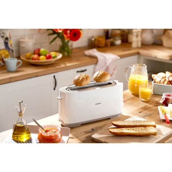 PHILIPS HD2590/00 brödrost - 1 plats - Justerbar termostat - Uppvärmnings- och avfrostningsfunktion - Vit Vit