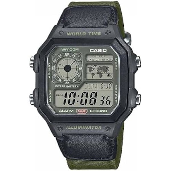 Analog Quartz Ur - CASIO - AE-1200WHUB-3AVEF - Resin - Vandtæthed 5 Atm - Unisex Svart, grön, gul