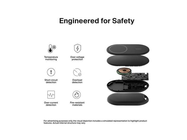 Trådløs oplader - BELKIN - BOOSTCHARGE Qi2 - 15W - Magnetisk - Foldbar - Sort Sort