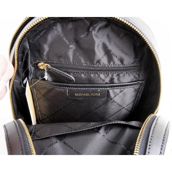Rygsæk - Michael Kors - Jaycee - Sort læder - 25x14x30 cm - Justerbare skulderstropper Svart