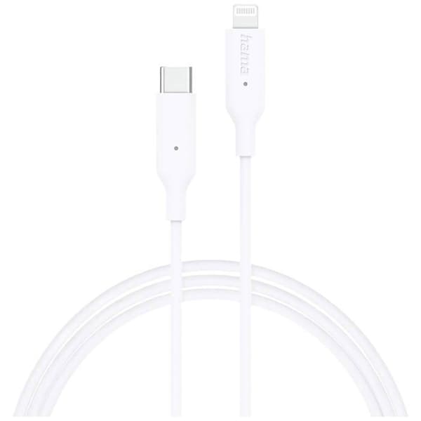 USB-kaapeli - Hama - 00201598 - 1 m - USB 2.0 - USB C Lightning - Valkoinen