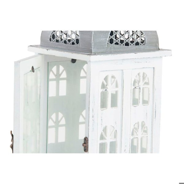 Lyhty - DKD Home Decor - Välimerellinen - Vanhentunut Puu - Lasi - Sisustus Vit grå