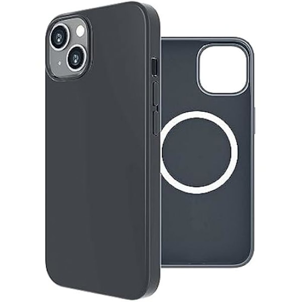 Cover til telefon - Muvit - iPhone 14 Plus - Flydende silikone - Sort - Magsafe kompatibel Sort