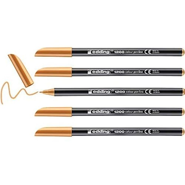 Hienokärkinen värikynä - EDDING - 5 kynää - vaalean oranssi - 1 mm pyöreä kärki ljus orange