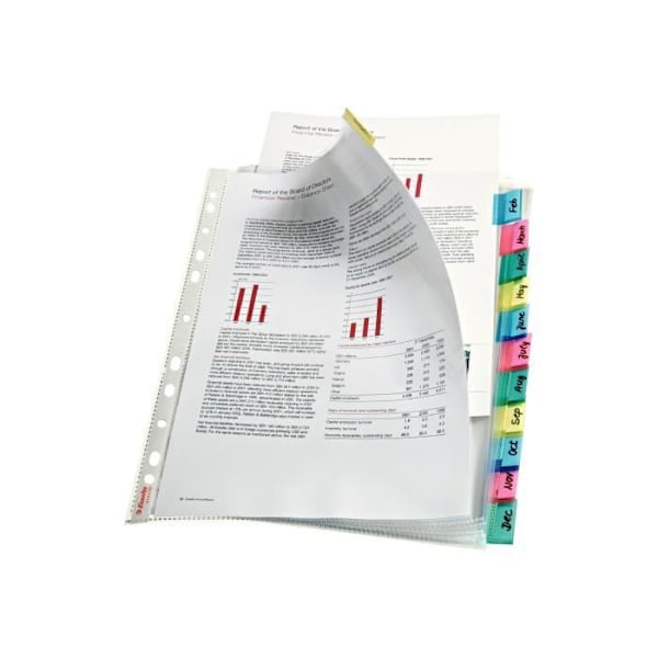 Intercalaire - Esselte - A4 Maxi - 12 positioner - 30 ark - Transparent glas Transparent