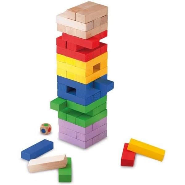 Farvefulde træspil tårne Cayro Block&block - multicolor - 7x24x7 cm Multifarvet