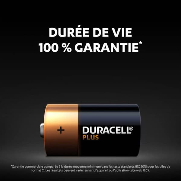 Duracell batterier Pakke med 2 C Duracell Plus alkaline batterier, 1,5V LR14 Sort