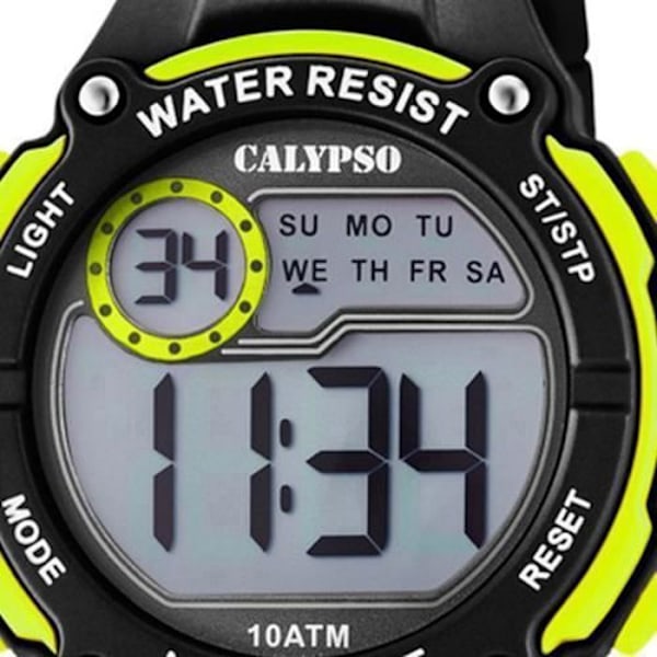 Børneur - Calypso - Digital Crush - Kvarts - Sort Plast Rem - 10 Atm Sort, Gul