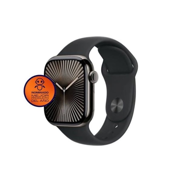 Apple Watch Series 10 GPS + Cellular 42mm Titaniumsag Pizarra med Sort Sportstrap S/M