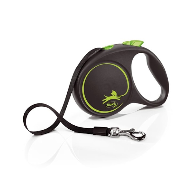 Sisäänvedettävä talutushihna - FLEXI - FU32T5-251-S-CG - 5m - Musta/vihreä - Koirille enintään 50 kg sort/grøn