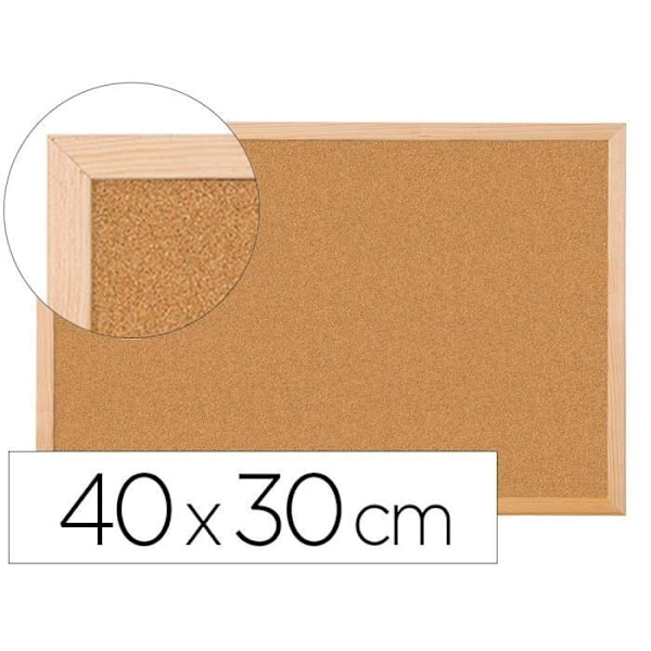 Q-connect väggmonterad korkskiva ram i naturfuru 2 sidor ingår 5 memostift väggfäste tjocklek 1mm 40x30cm