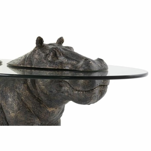sidebord gennemsigtigt glas kobberharpiks koloniflodhest (80 x 50 x 37 cm)