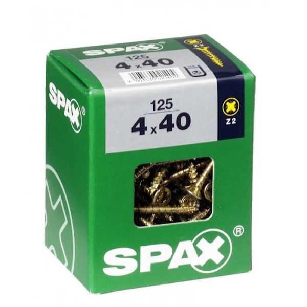 Skrue - SPAX - Forsænket hoved - Stål - Diam. 4mm - Længde. 40 mm - Pakke med 125 stk