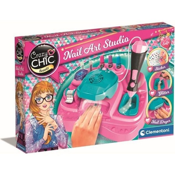 Clementoni - Nail art studio - Glittermaskine + laktørrer - Lak medfølger