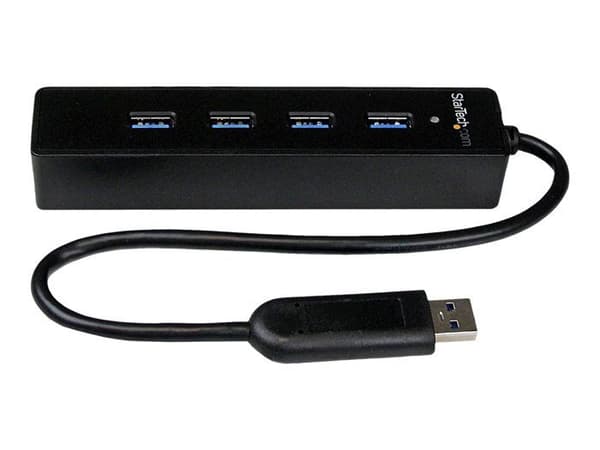 USB 3.0 Hub - StarTech.com - ST4300PBU3 - 4 porte - Indbygget kabel - Sort