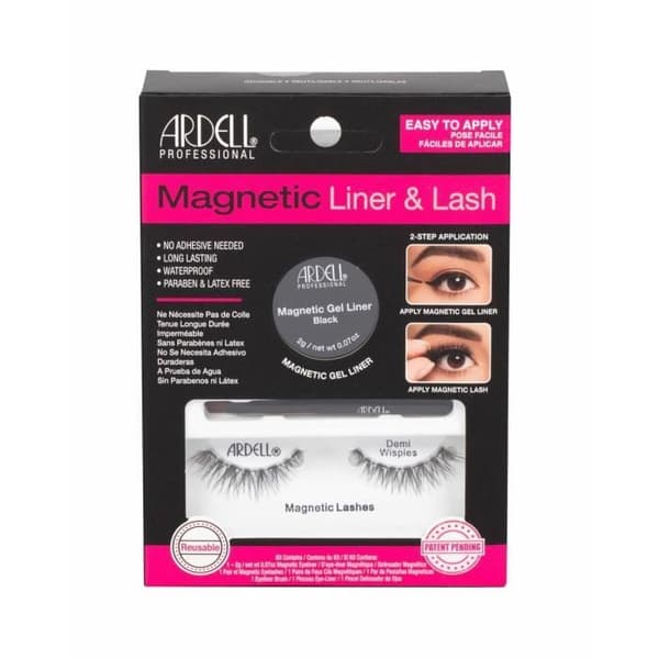 Faux vipper - Ardell - Demi Wispies - Magnetisk - Sort - Sæt med gel og børste Sort