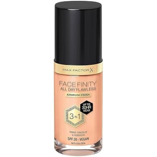 Meikkivoide - MAX FACTOR - KoostumusneFacefinity All Day Flawless - 3 in 1 - SPF20 - Kosteudenkestävä N75 guld