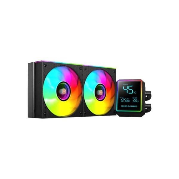 Mars Gaming ML-LCDPRO240 AIO Væskekøling 500W TDP Pumpe 4. generation 2× Ventilatorer Sort