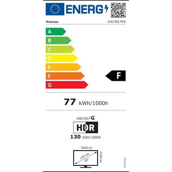 HISENSE 55E7NQ Pro - 55'' (139 cm) QLED TV - 4K UHD 3840x2160 - 144Hz - HDR 10+ - Smart TV - 4 x HDMI