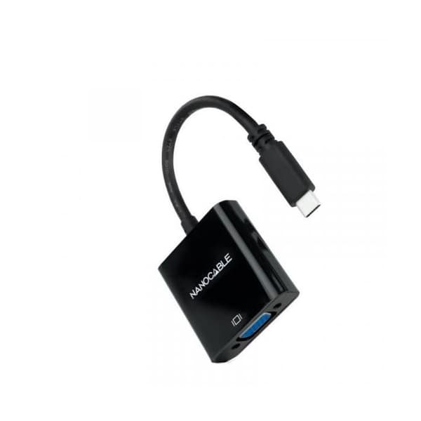 USB-C til VGA-konverter - Nanocable - Model 10.16.4101-BK - 10 cm - Sort - USB 3.2 Gen 1