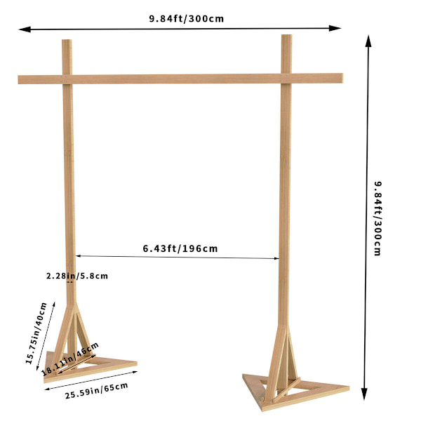Wisfor Wood Wedding Backdrop Stand, 10x10ft, Garden Wooden Arch Flowers Frame Stand, Bröllopsceremoni Bakgrundsställ