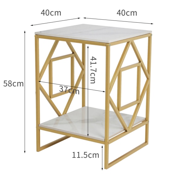 Wisfor Små soffbord, Sängbord, Sidobord, runda soffbord, soffbord i marmor, vardagsrumsbord, 40×40×58cm gold