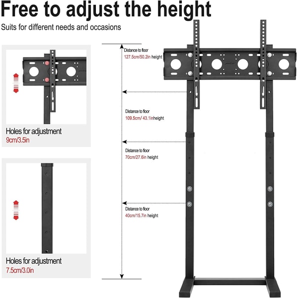 Wisfor TV-stativ, höjdjusterbar Universal, för 32 - 65 tum, VESA 600 x 400 mm, maximal belastning 40 kg