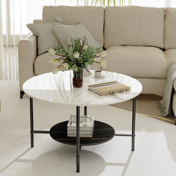Wisfor soffbord, Sidobord, Cafébord, vardagsrumbord, runda soffbord, soffbord ja marmori White