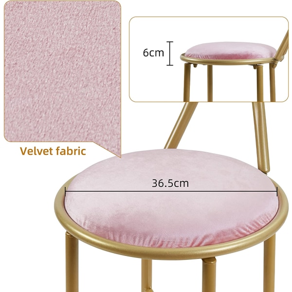 Wisfor Pink Sminkbordsstol, Sminkbordspall, Velvet Sminkbordsstol, med härligt högt ryggstöd, bekväm sminkstol