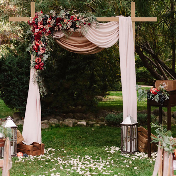 Wisfor Wood Wedding Backdrop Stand, 10x10ft, Garden Wooden Arch Flowers Frame Stand, Bröllopsceremoni Bakgrundsställ