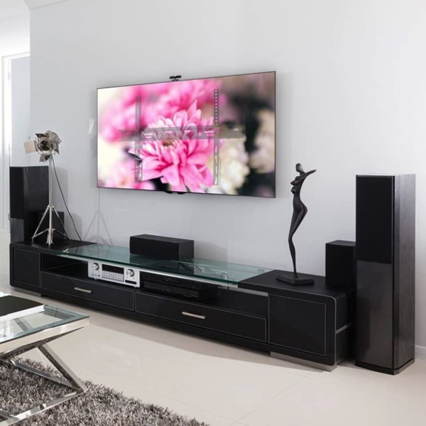 Wisfor TV-väggfäste, lågprofil-TV-väggfäste, fast TV-fäste, upp till VESA 600 x 400 mm 110 lbs Viktkapacitet black