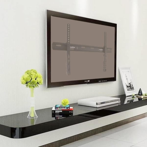 Wisfor TV-väggfäste, lågprofil-TV-väggfäste, fast TV-fäste, upp till VESA 600 x 400 mm 110 lbs Viktkapacitet black