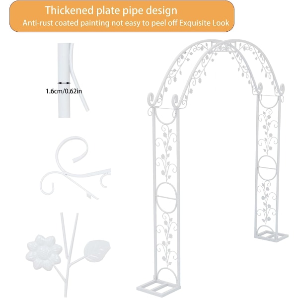 Wisfor Bröllopsbåge, 240 × 220, rosbåge i metall, stabil ballongbåge, dekorationsstativ för blomsterballonger, för bröllopsfest födelsedag
