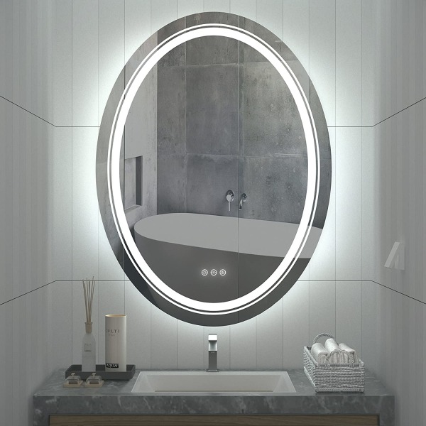 Wisfor badrumsspegel, 600x800 mm, oval sminkspegel, väggmonterad sminkspegel